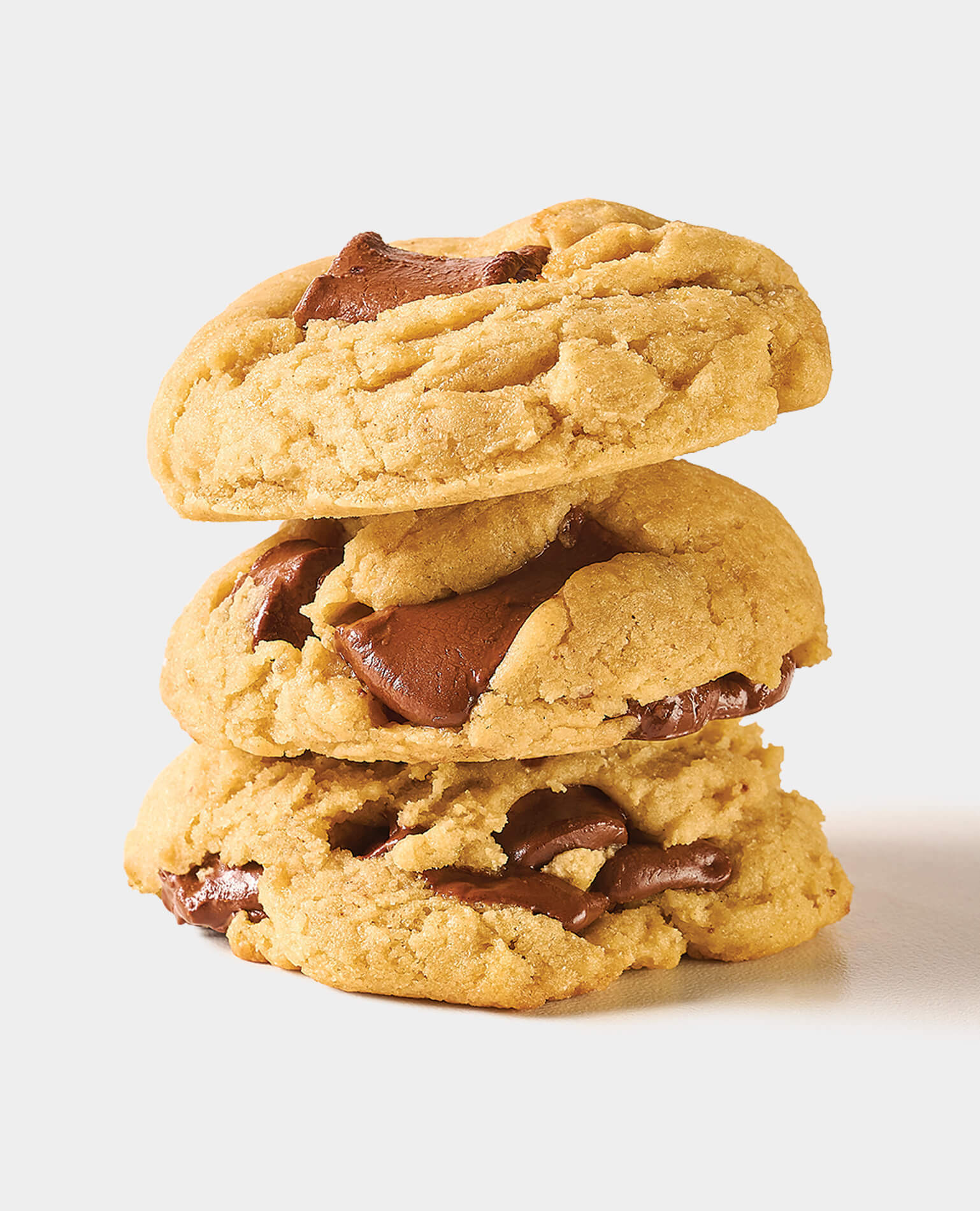 A stack of chocolate chip cookies.