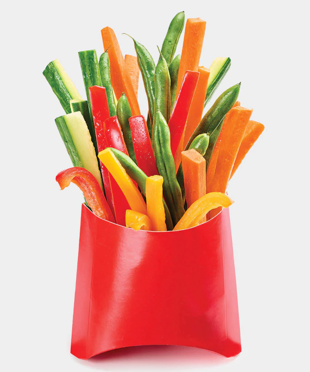 Vegetables cut into strips to mimic the shape of french fries
