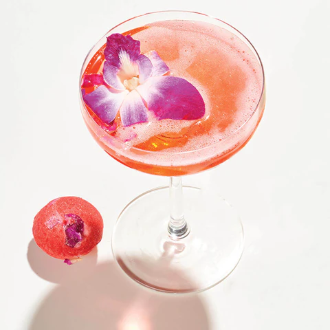 Martini glass of Cosmopolitan Fizzy Bomb cocktail