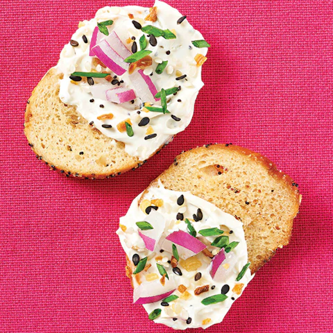 Everything Bagel Dip on crostini