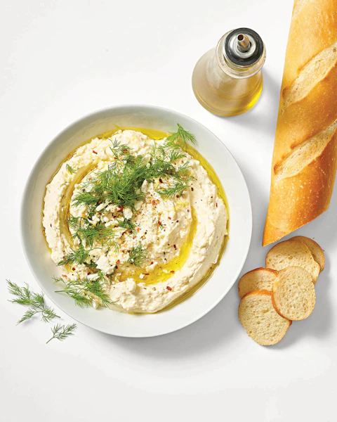 Bowl of Whipped Lemon Feta Dip