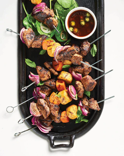 Harissa and Lamb Kabobs