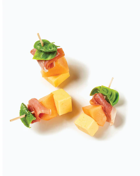 Havarti Cantaloupe Bites on toothpicks