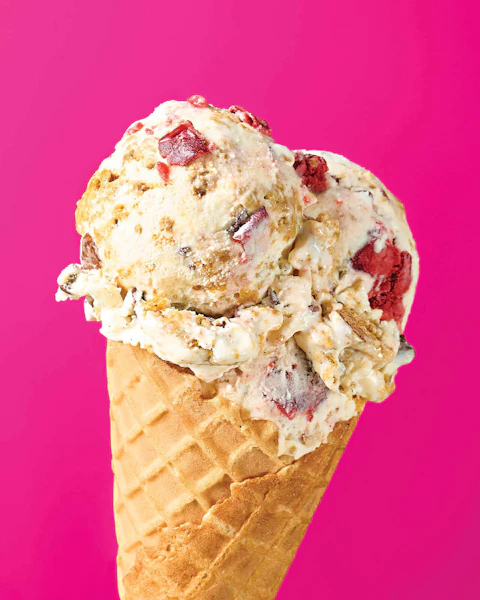 Chocolate Cherry Oatmeal Ice Cream in a cone