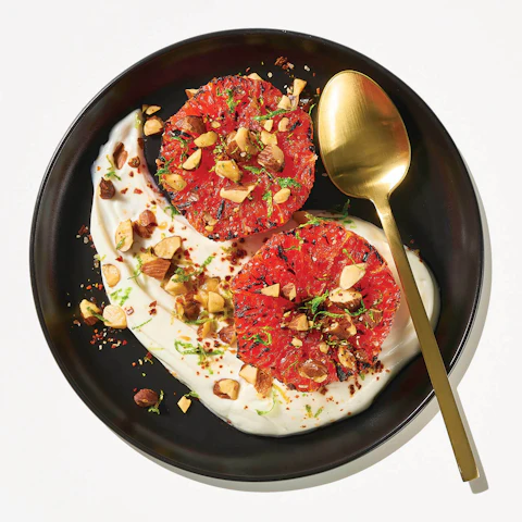 A plate of Smoky Grapefruit Paloma Parfait