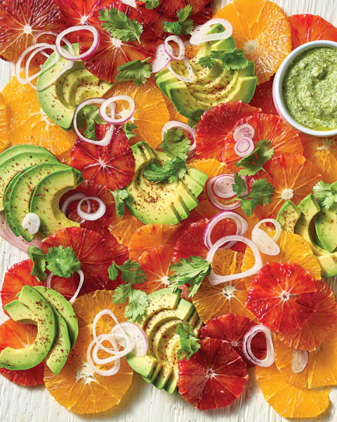 Raspberry Orange Avocado Shallot Salad