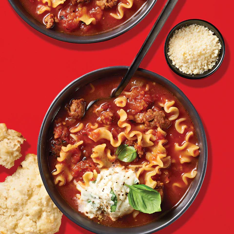Bowls of Slow Cooked Lasagna Soup