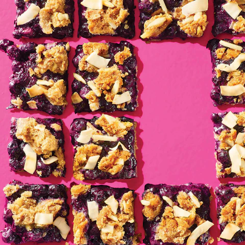 Rows of Blueberry Coconut Squares