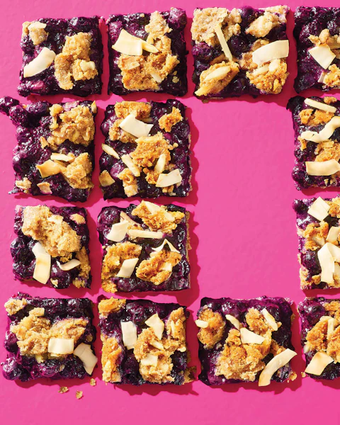 Rows of Blueberry Coconut Squares