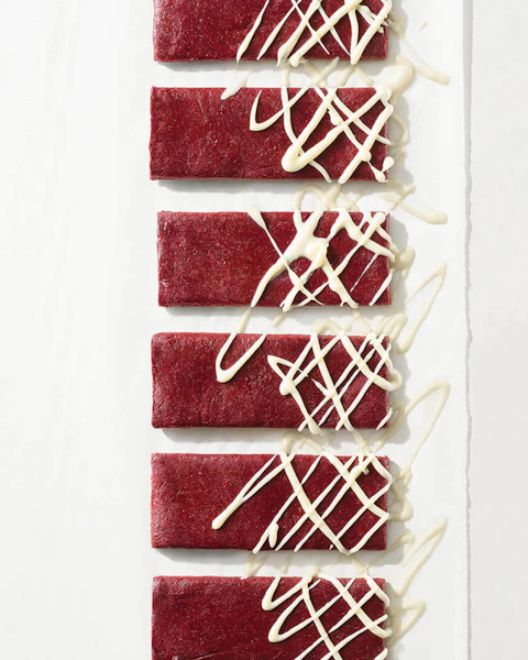 A row of Red Velvet Cupcake Protein Bars