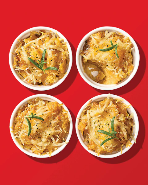 Four bowls of Skinny Cheesy Potato Mash