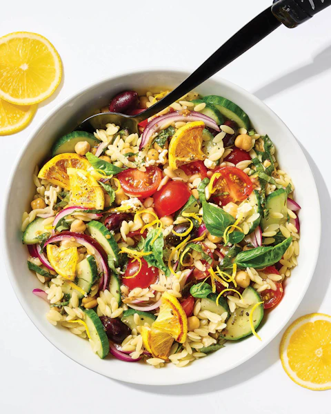 A bowl of Lemon Orzo Salad