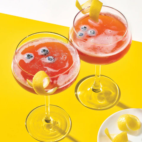 Two glasses of Blueberry Rosé cocktail