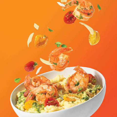 Bowl of Shrimp and Quinoa Polenta with Chimichurri