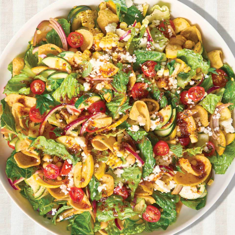 Plate of Corn Chip Fattoush Salad