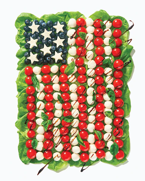 Star Spangled Caprese Salad in the shape of the American flag