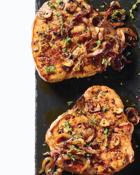 Two Sweet Onion Smothered Pork Chops