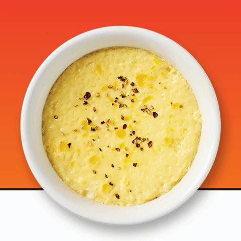 A steamed egg in a ramekin
