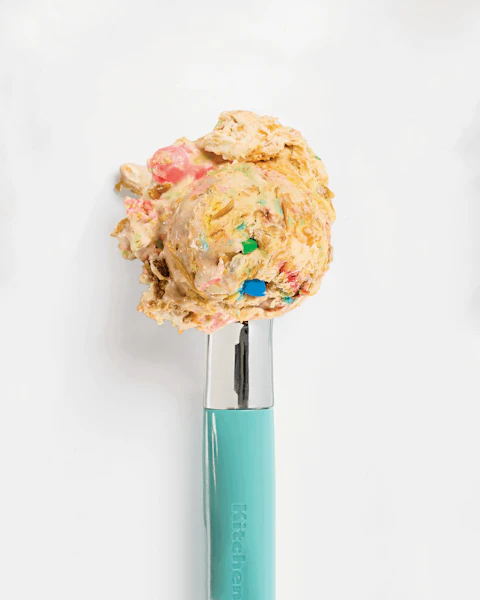 A single scoop of No Churn Monster Cookie Ice Cream