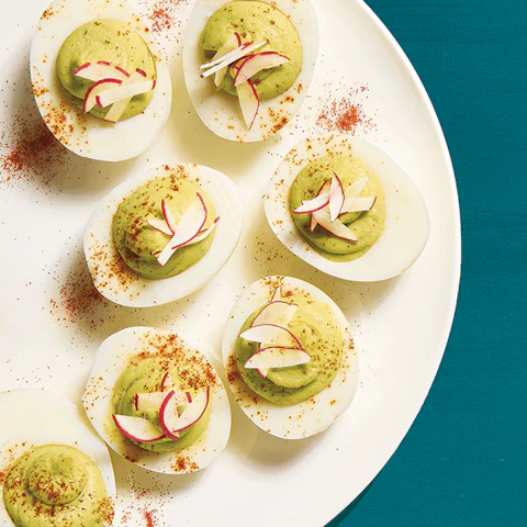 Plate of Keto Avocado Deviled Eggs