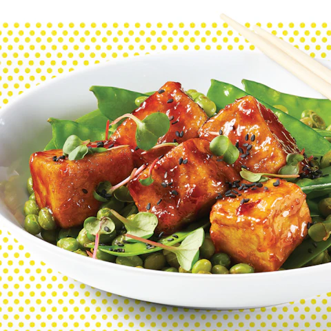Bowl of Sticky Miso Glazed Tofu