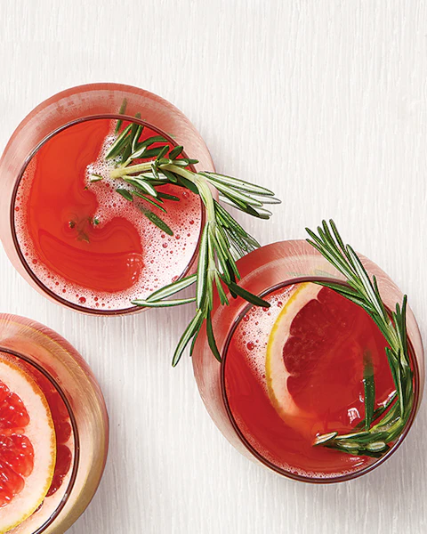 Glasses of Rosemary Grapefruit Mimosa