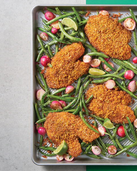 Baking sheet of Oven Fried Chili Lime Tilapia