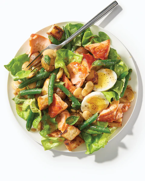 Bowl of Salmon Panzanella salad