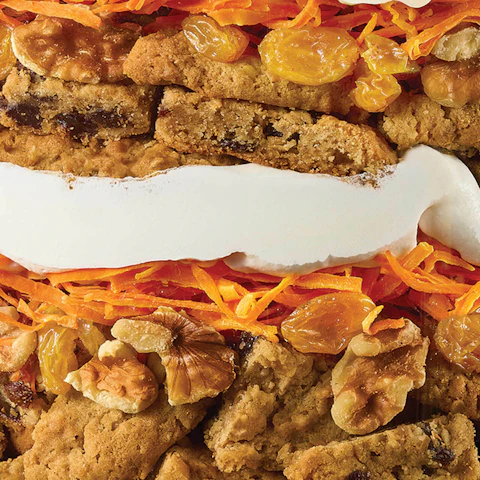 Candied Carrots in a layered trifle dessert.