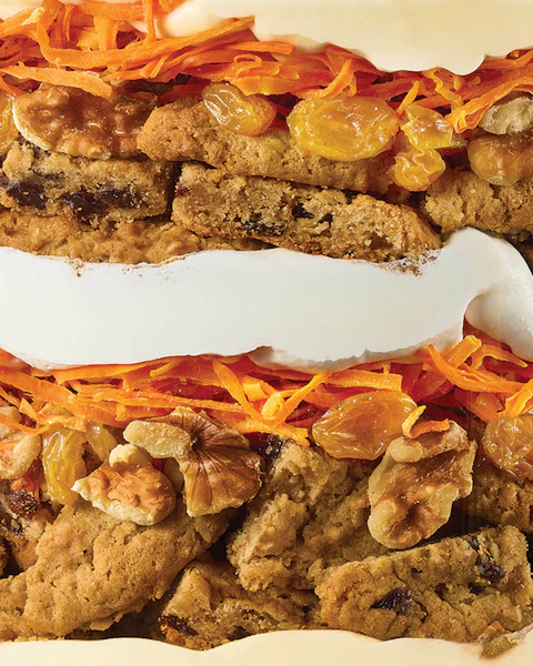 Candied Carrots in a layered trifle dessert.