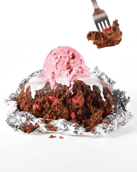 Grilled Gooey Chocolate Cherry Cake foil pack