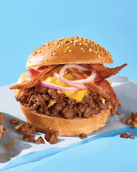 A Bacon n Cheddar Loose Meat Sandwich