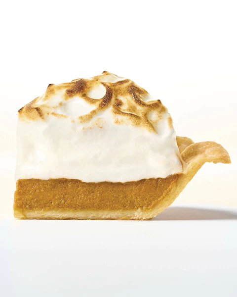 Slice of Sweet Potato Pie with Maple Meringue