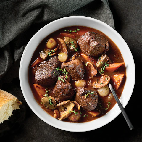 Bowl of Steak Bourguignon stew