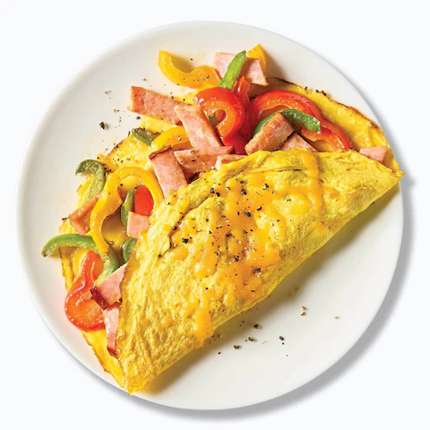 Cheesy Ham N Pepper Omelet on a plate