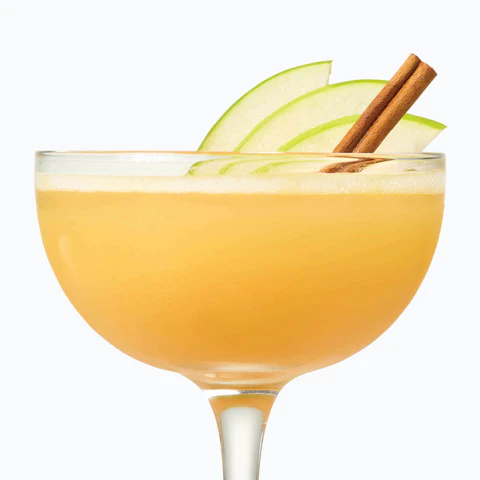 Cocktail glass of Bourbon Ginger Caramel Hard Cider