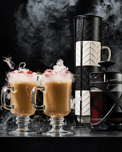 Two mugs of Cinnamon Whiskey Coffee Cocktail