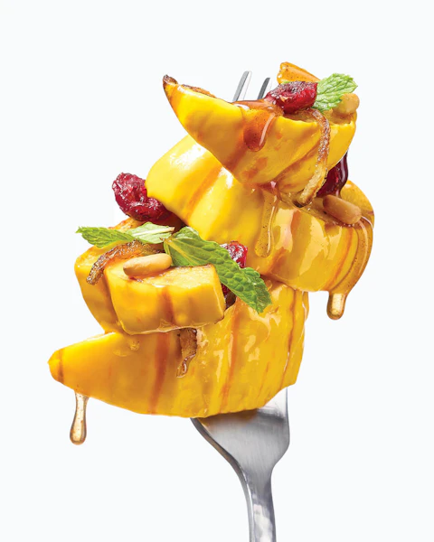 Forkful of Air Fried Maple Delicata Squash