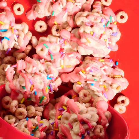 Bowl of Birthday Cake Cereal Clusters