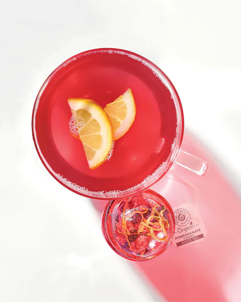 Pitcher and glass of Refreshing Tea Bomb
