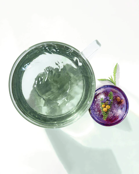 Pitcher and glass of Sleepy Time Tea Bomb