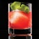 A Red Irish cocktail glass with a lime garnish on a black background.