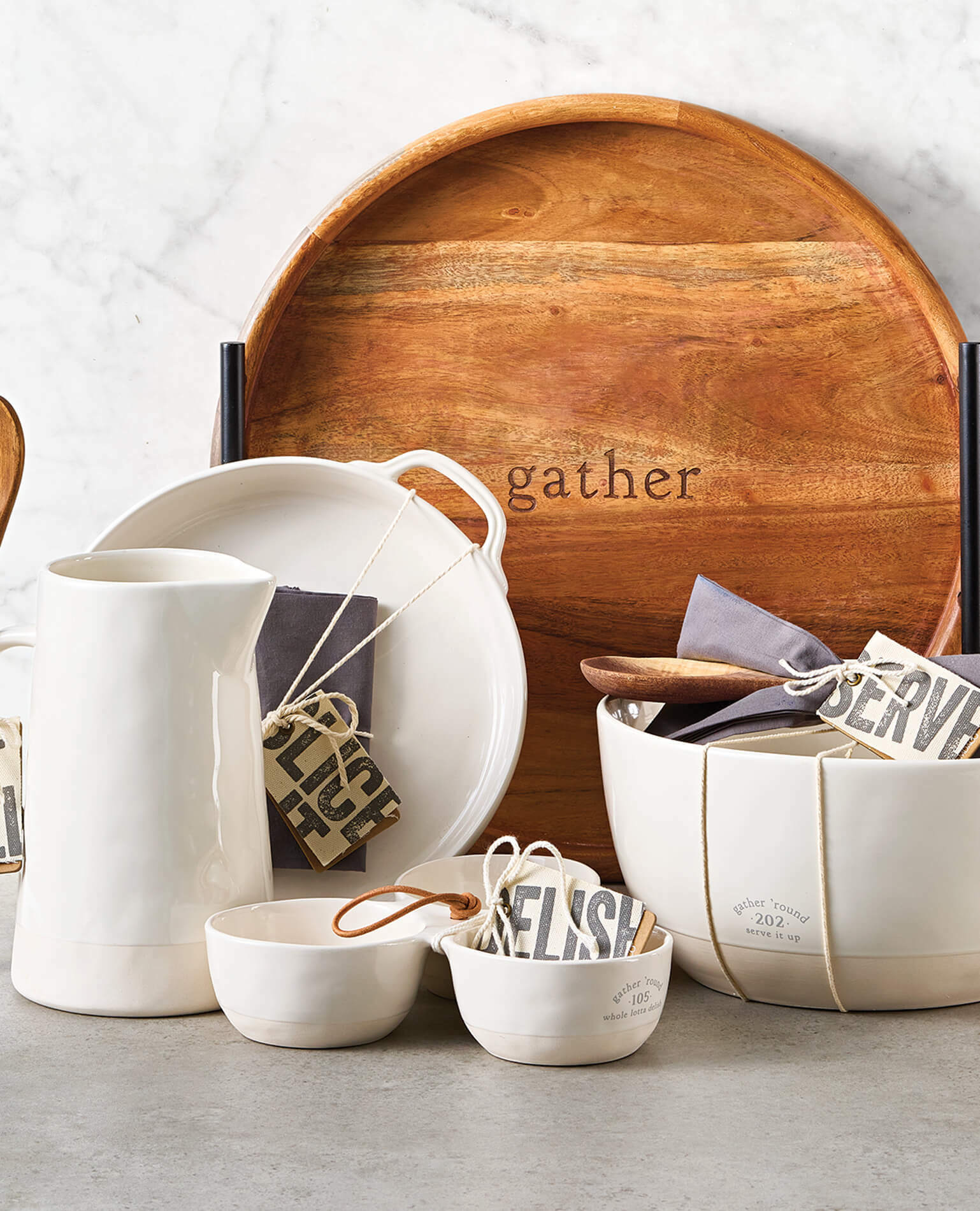 Various Thanksgiving holiday decor items on a table.
